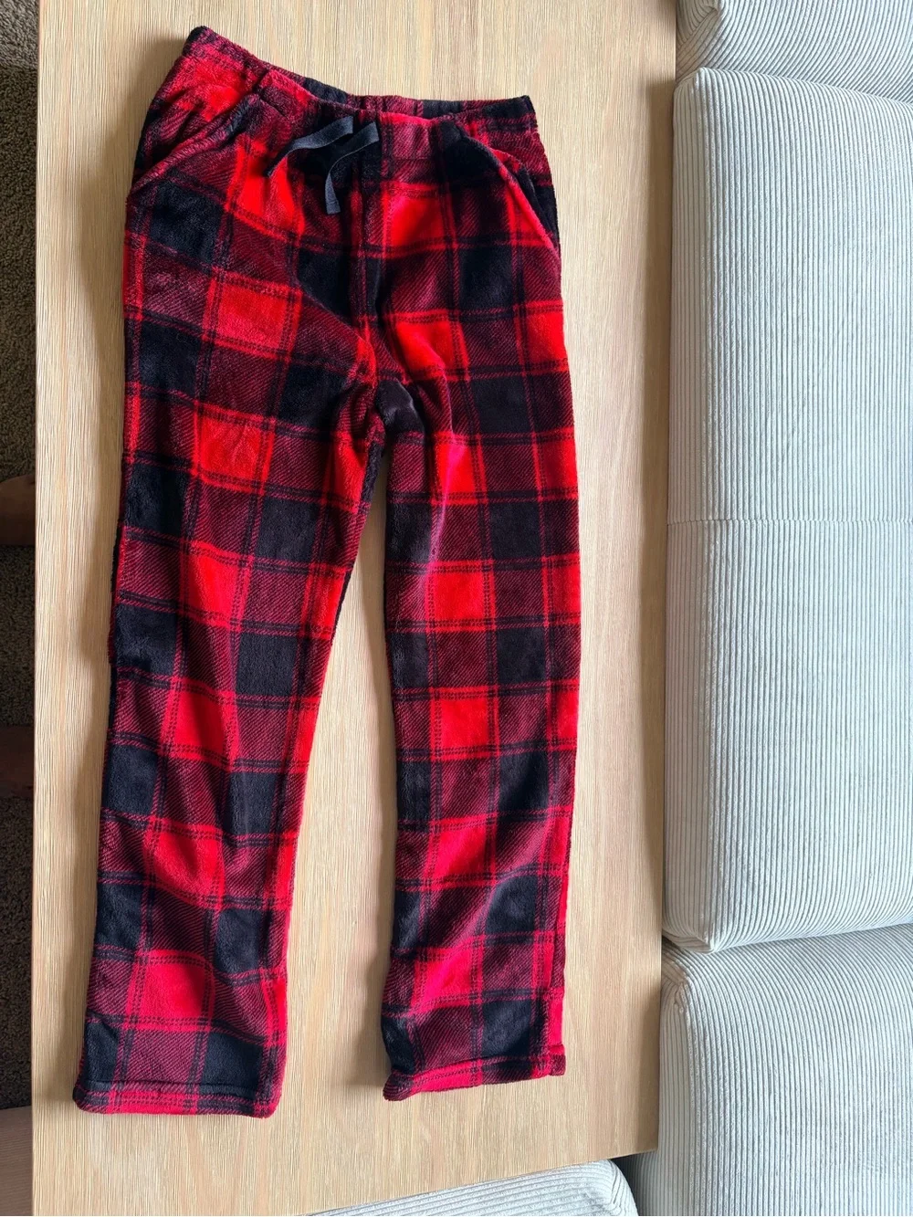 wonder nation Red and Black Plaid Fleece Pajama Bottoms